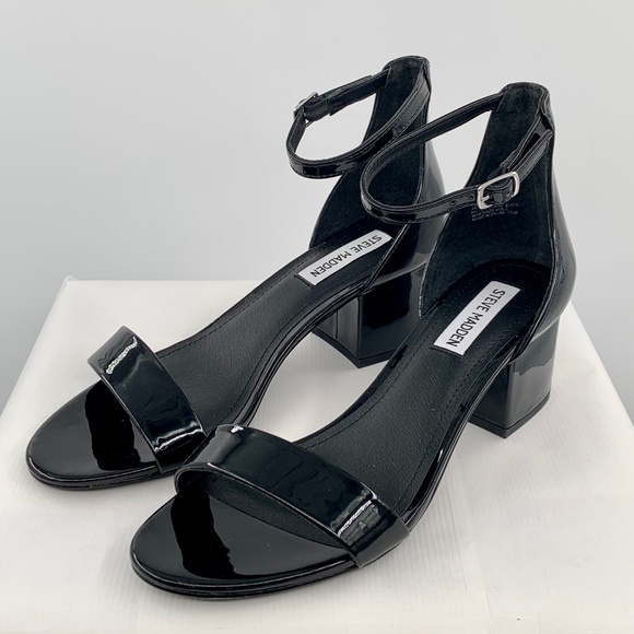 NWT Steve Madden Irene Women’s Black Patent Sandals Shoes - Picture 8 of 14